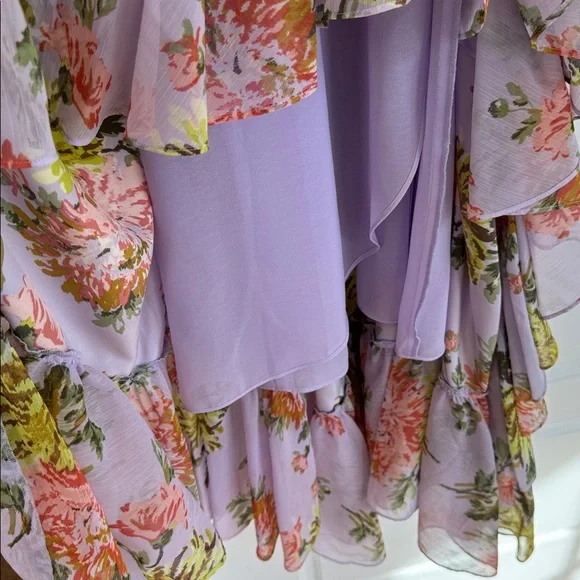 CINQ A SEPT Raya Faded Chrysanthemum Sleeveless Cowl Midi Dress Lilac NWT Size 6 - Picture 9 of 10